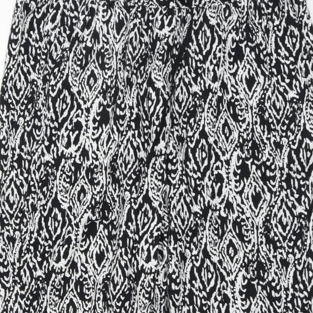 Marks and Spencer Womens Beige Geometric Polyester Trousers Size 22 L26 in Regular Drawstring