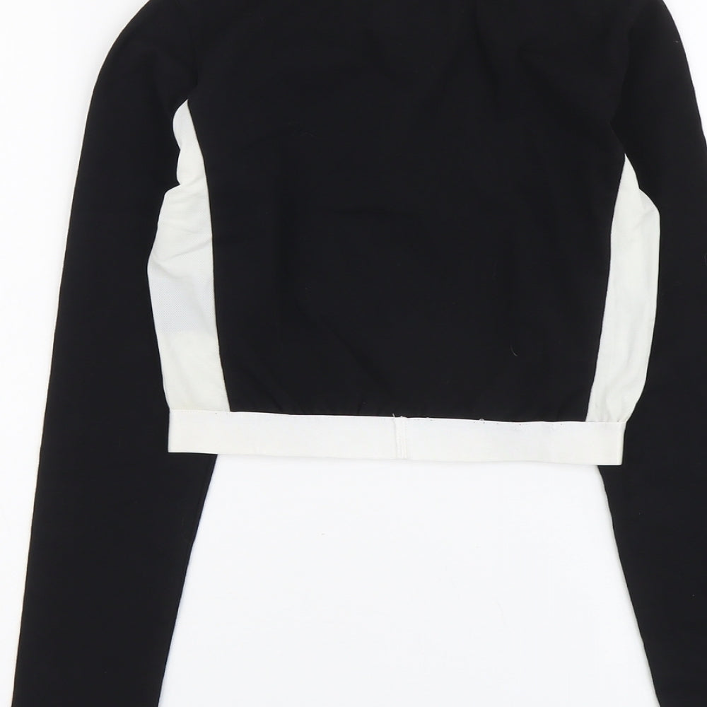 MDVACTIVE Womens Black Cotton Cropped Casual Size M Scoop Neck Pullover - Motivation Drive Vision