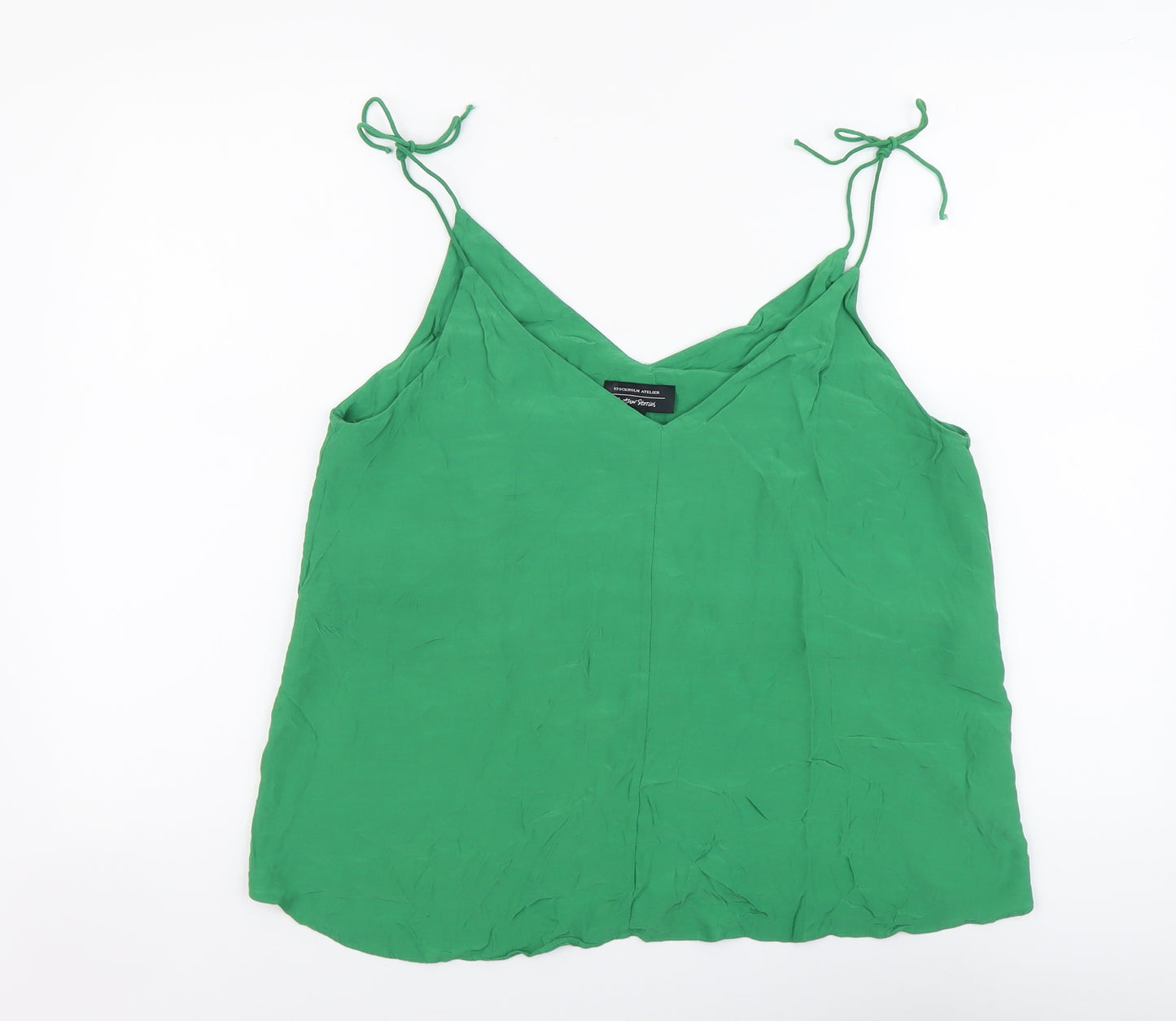Stockholm Atelier Womens Green Viscose Basic Tank Size 12 V-Neck