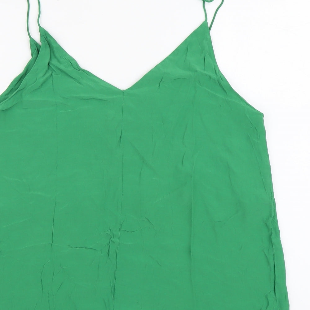 Stockholm Atelier Womens Green Viscose Basic Tank Size 12 V-Neck