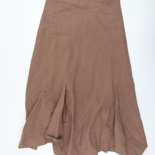 Long Tall Sally Womens Brown Polyester A-Line Skirt Size 14 Zip