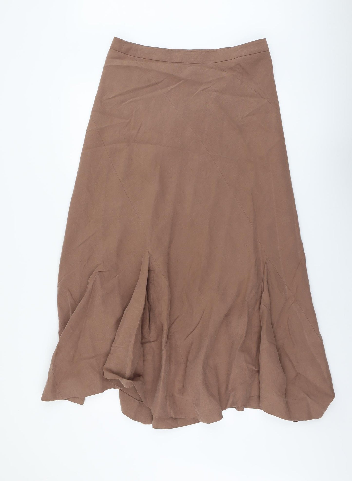 Long Tall Sally Womens Brown Polyester A-Line Skirt Size 14 Zip
