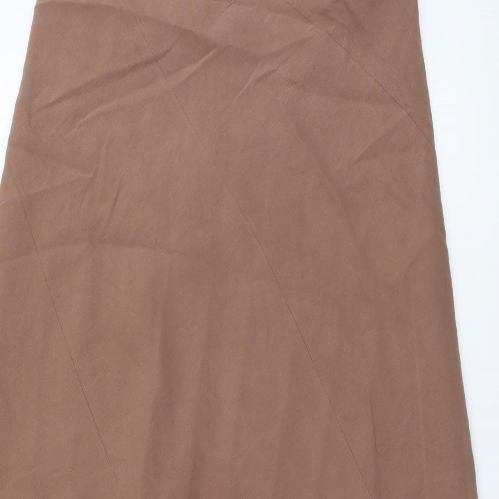 Long Tall Sally Womens Brown Polyester A-Line Skirt Size 14 Zip