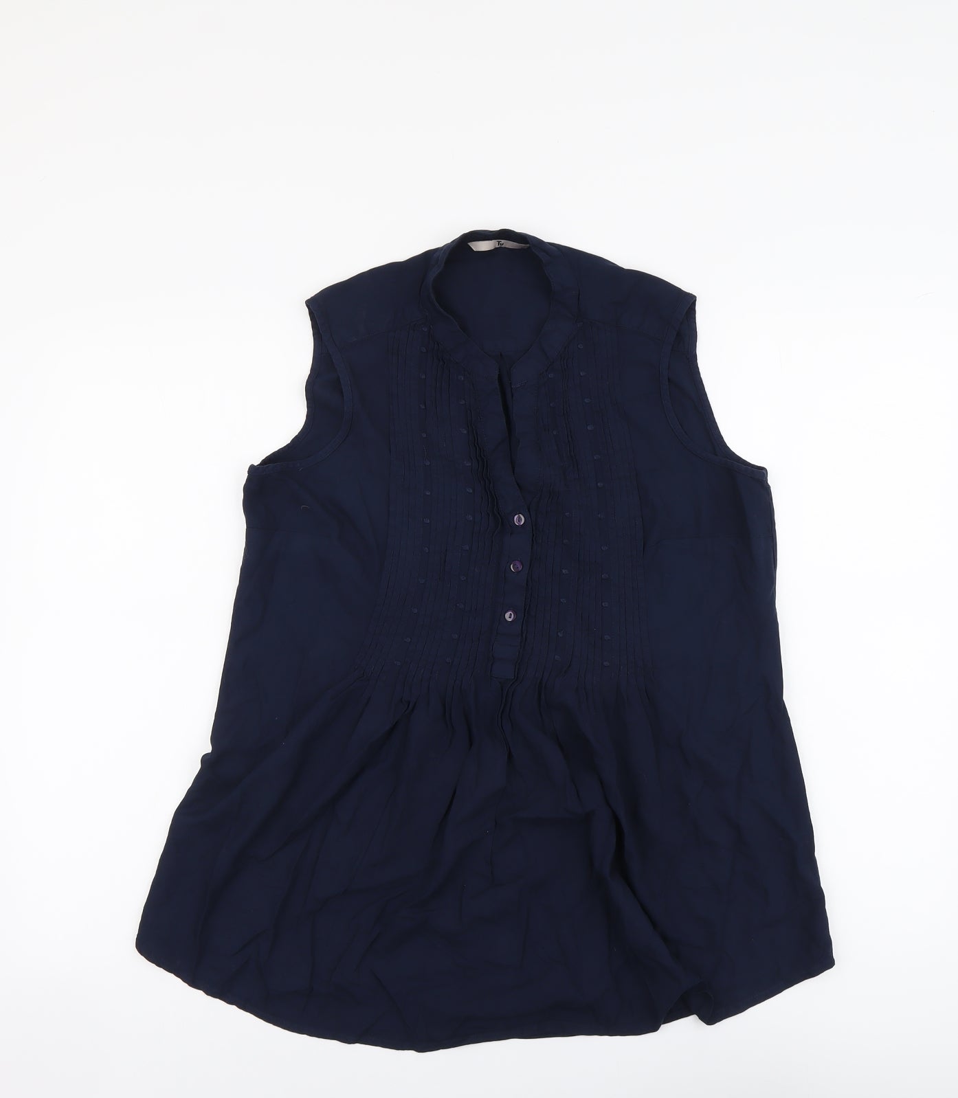 TU Womens Blue Viscose Basic Tank Size 12 V-Neck