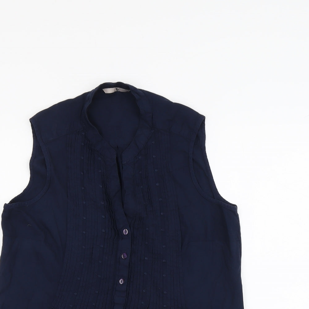 TU Womens Blue Viscose Basic Tank Size 12 V-Neck