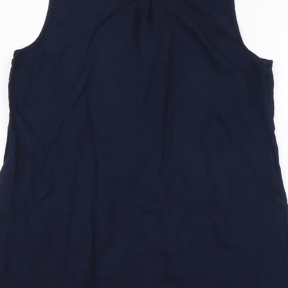 TU Womens Blue Viscose Basic Tank Size 12 V-Neck