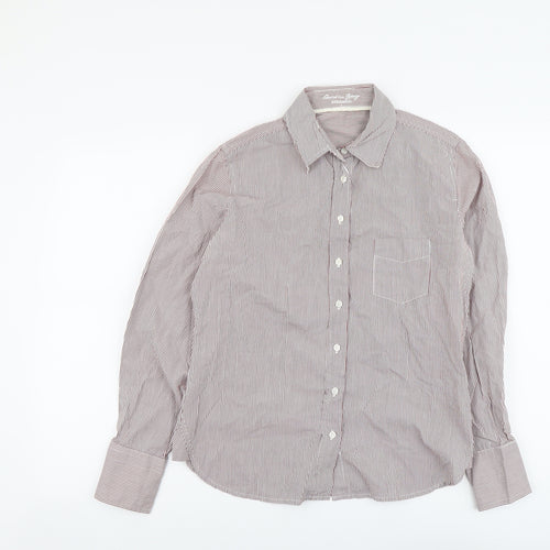 Christian Berg Womens Pink Striped Cotton Basic Button-Up Size 14 Collared