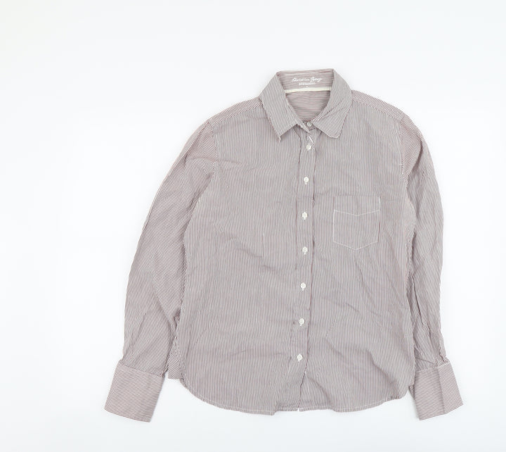 Christian Berg Womens Pink Striped Cotton Basic Button-Up Size 14 Collared