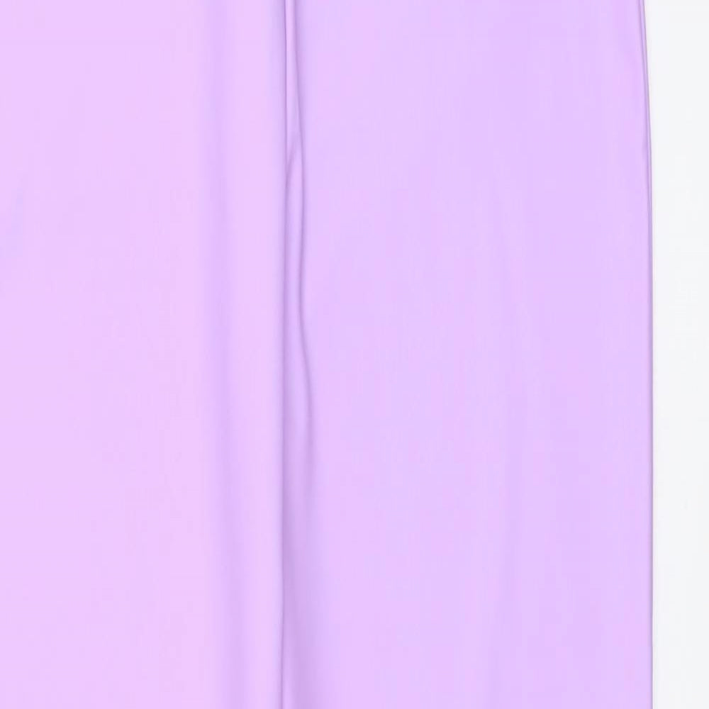 PRETTYLITTLETHING Womens Purple Polyester Capri Leggings Size 10 L29 in