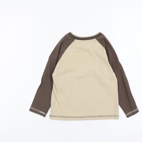 George Boys Beige Cotton Basic T-Shirt Size 2-3 Years Round Neck Pullover - Make Some Noise