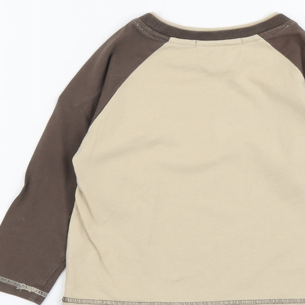 George Boys Beige Cotton Basic T-Shirt Size 2-3 Years Round Neck Pullover - Make Some Noise