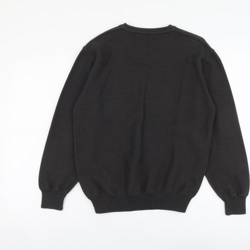 Marks and Spencer Mens Grey V-Neck Cotton Pullover Jumper Size S Long Sleeve