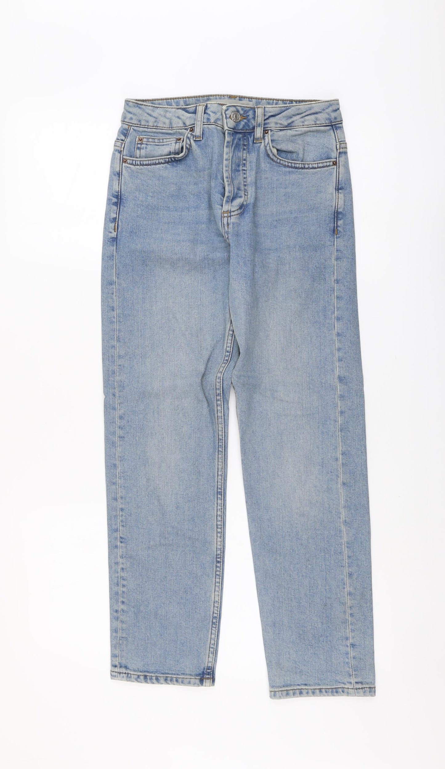 Topshop Womens Blue Cotton Straight Jeans Size 26 in L25 in Regular Button