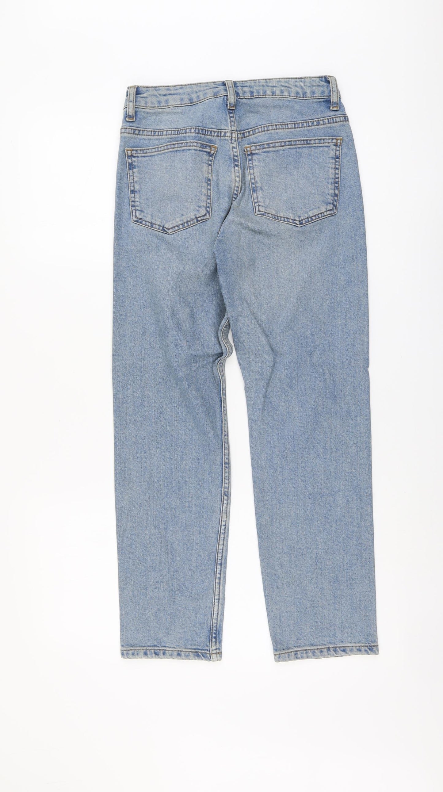 Topshop Womens Blue Cotton Straight Jeans Size 26 in L25 in Regular Button