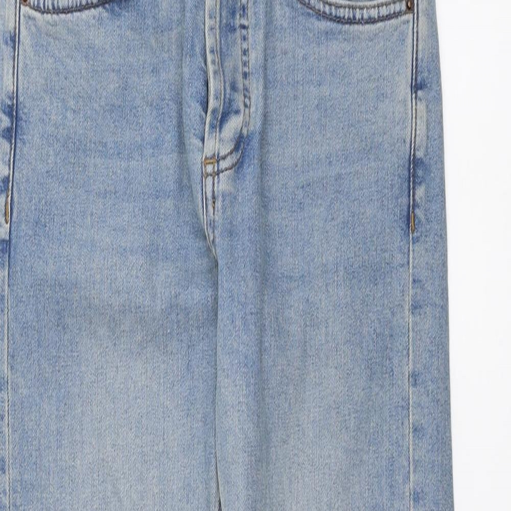 Topshop Womens Blue Cotton Straight Jeans Size 26 in L25 in Regular Button