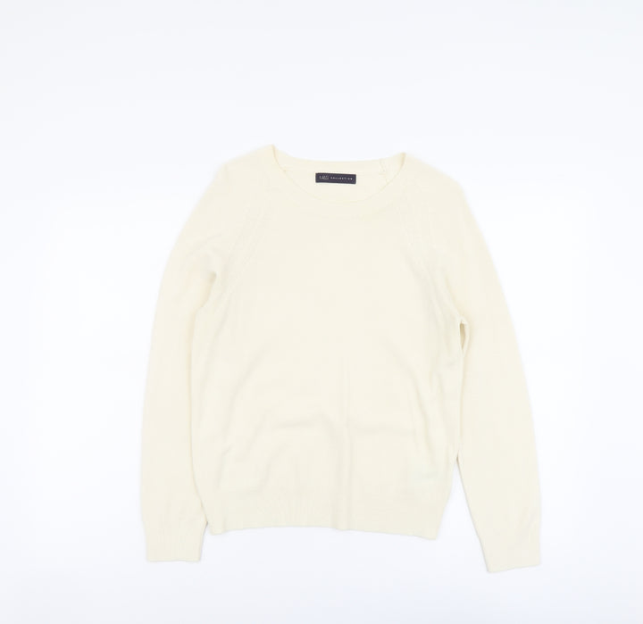 Marks and Spencer Womens Ivory Round Neck Acrylic Pullover Jumper Size 8