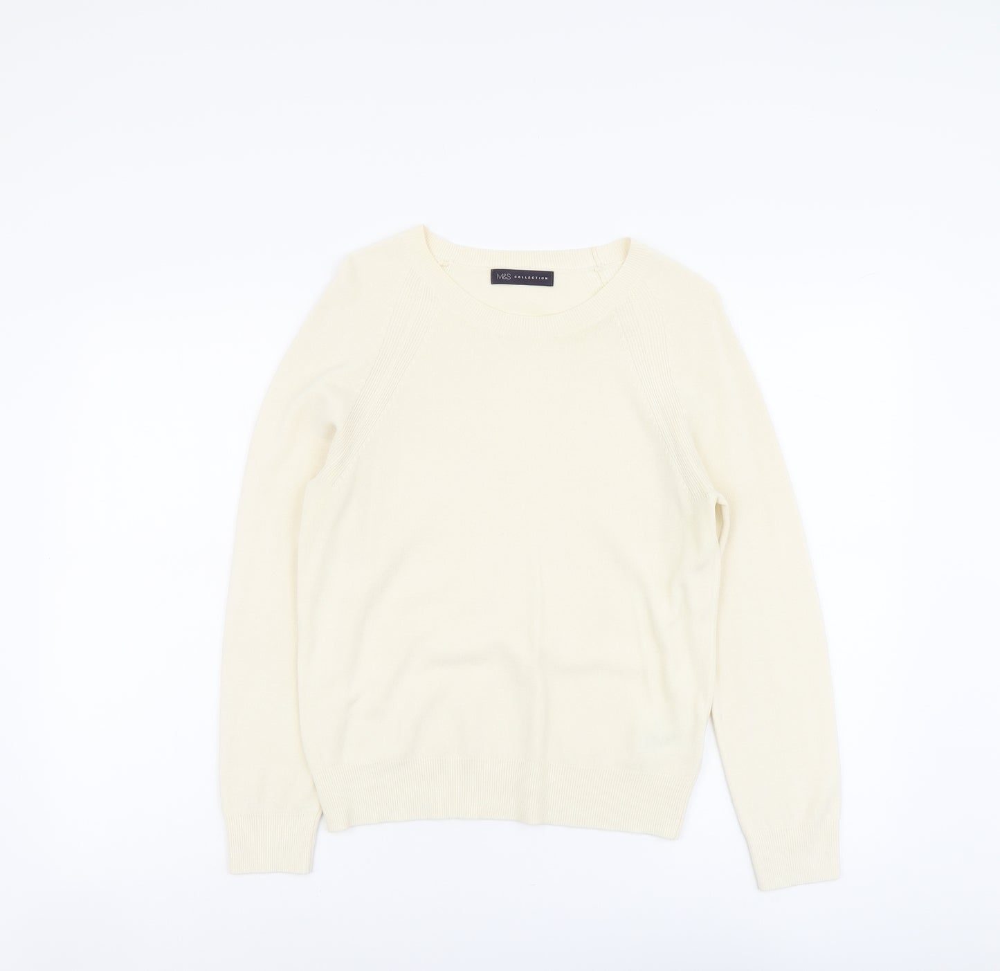 Marks and Spencer Womens Ivory Round Neck Acrylic Pullover Jumper Size 8
