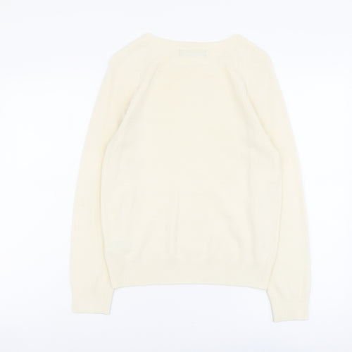 Marks and Spencer Womens Ivory Round Neck Acrylic Pullover Jumper Size 8