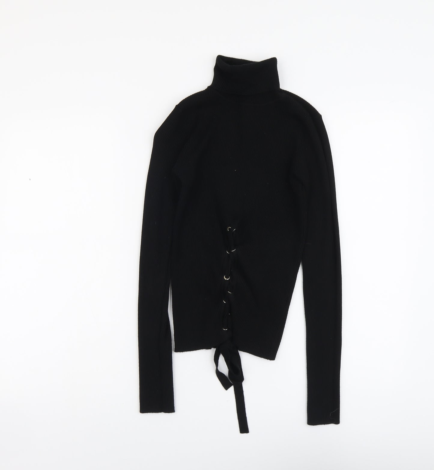 Vouge Womens Black Roll Neck Viscose Pullover Jumper Size S