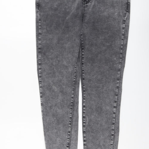 Denim & Co. Womens Grey Cotton Skinny Jeans Size 14 L27 in Regular Button