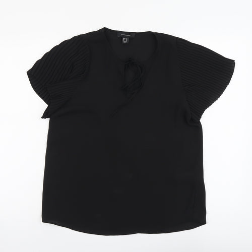 Atmosphere Womens Black Polyester Basic Blouse Size 12 V-Neck