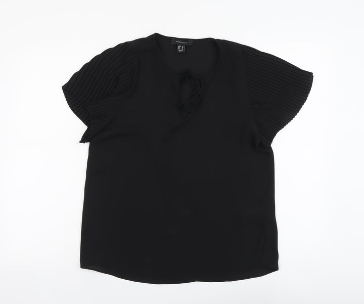 Atmosphere Womens Black Polyester Basic Blouse Size 12 V-Neck
