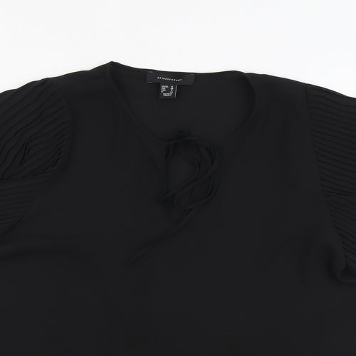 Atmosphere Womens Black Polyester Basic Blouse Size 12 V-Neck