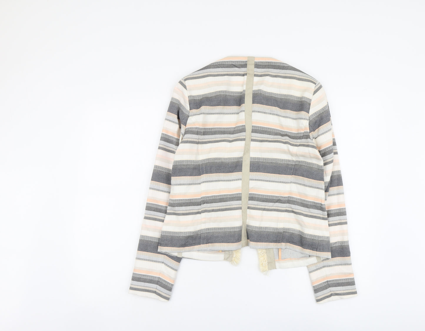 Bianca Womens Multicoloured Striped Jacket Blazer Size 12 Hook & Eye