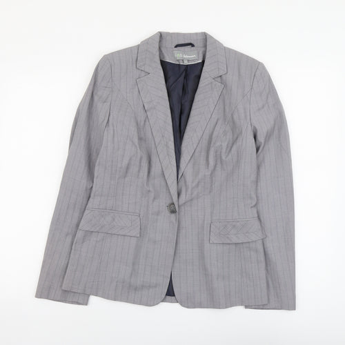 Marks and Spencer Womens Grey Striped Polyester Jacket Suit Jacket Size 10