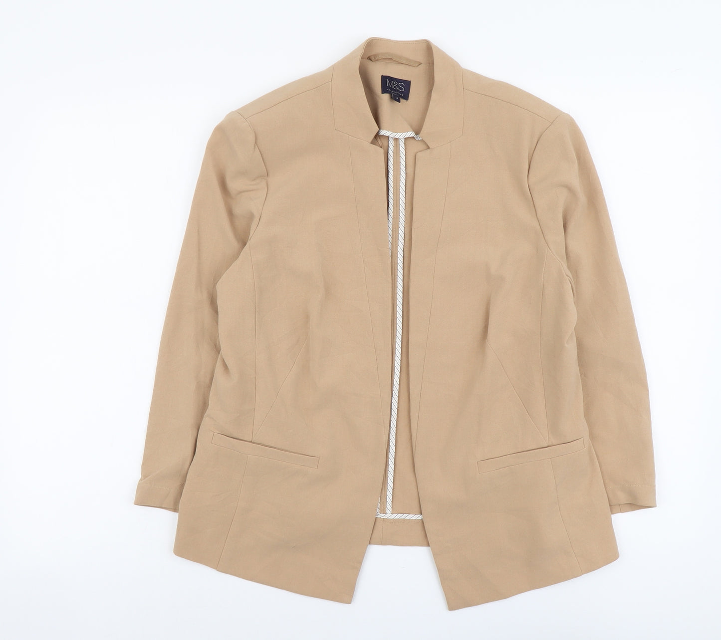 Marks and Spencer Womens Beige Polyester Jacket Blazer Size 14