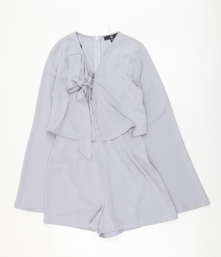 Missguided Womens Grey Polyester Playsuit One-Piece Size 6 Zip