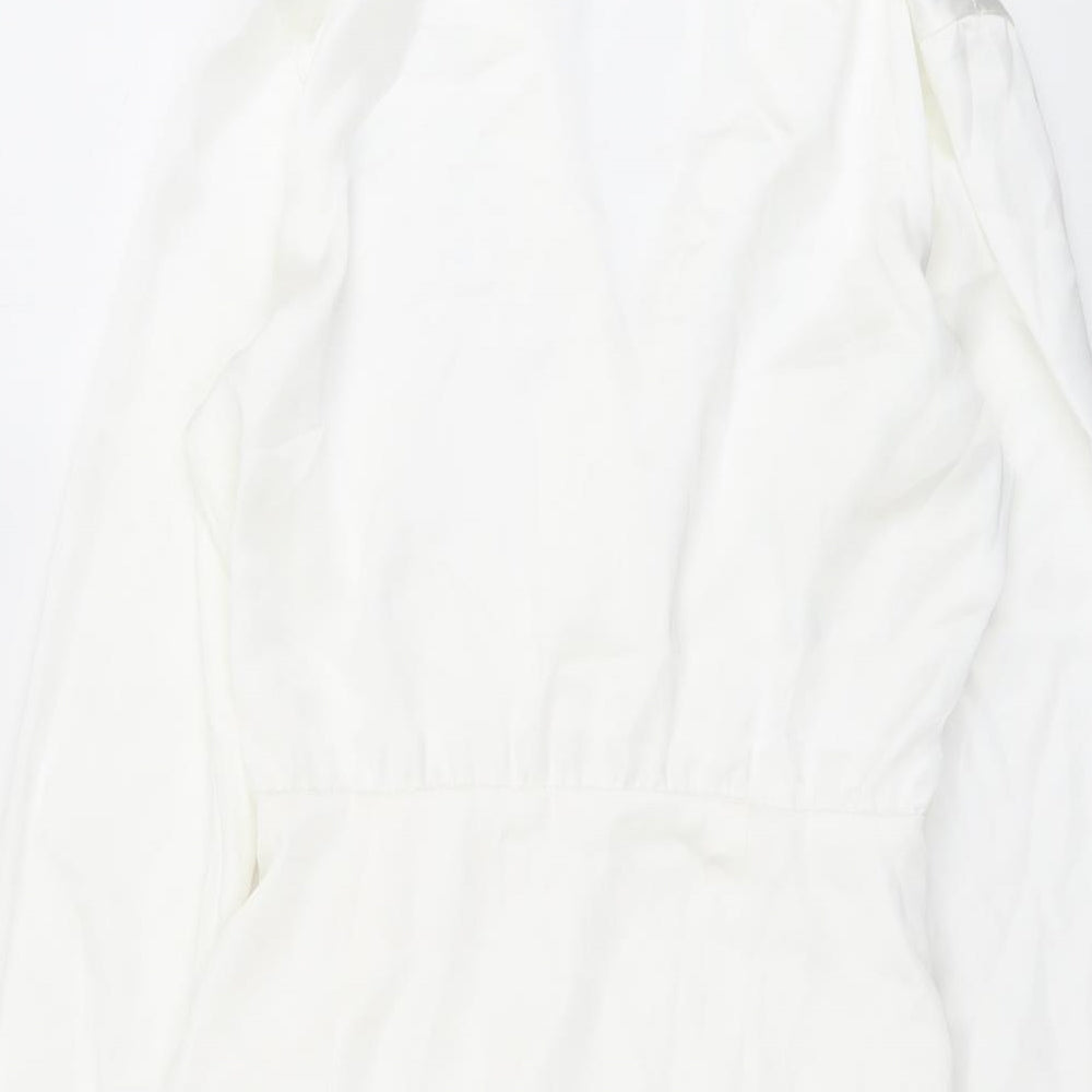 Zara Womens White Polyester Bodycon Size S Collared Zip