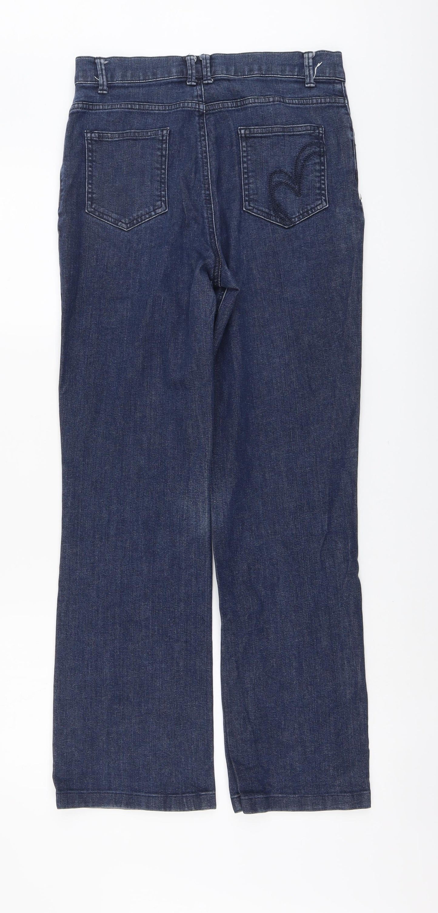 Per Una Womens Blue Cotton Mom Jeans Size 10 L28 in Regular Button