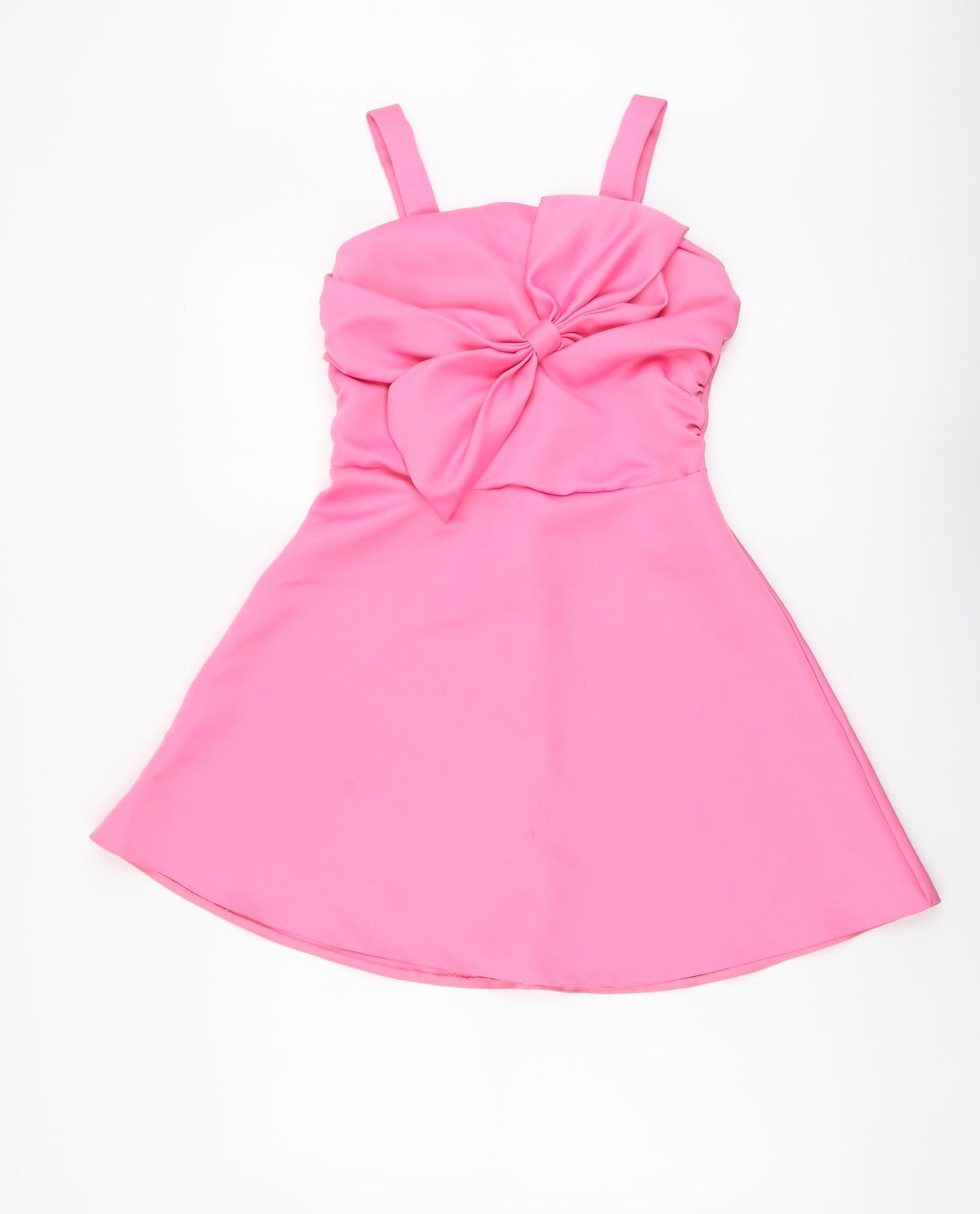 River Island Girls Pink Polyester Skater Dress Size 12 Years Square Neck Zip