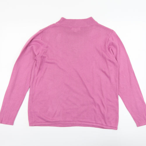 Fay Louise Womens Purple Mock Neck Floral Acrylic Pullover Jumper Size M