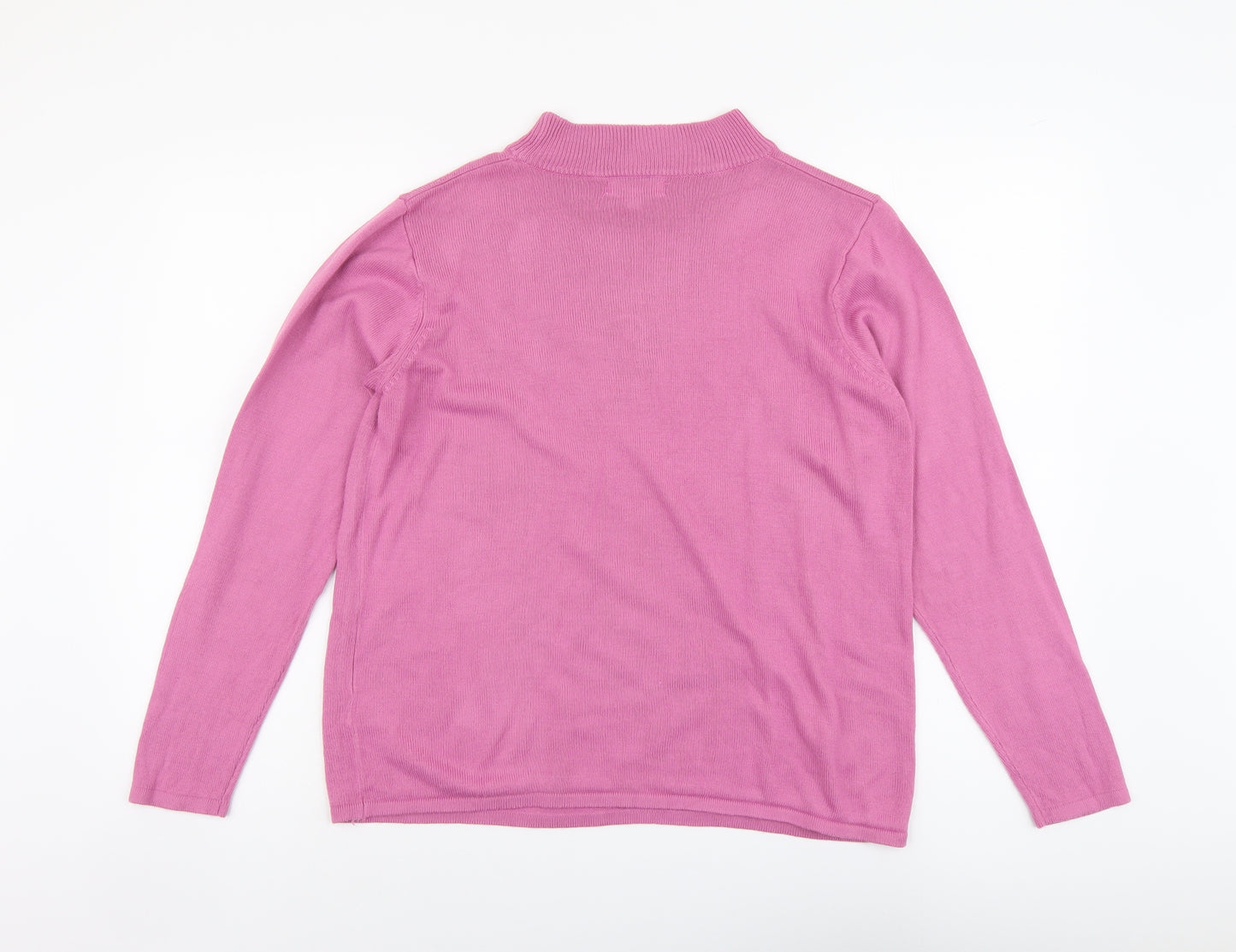 Fay Louise Womens Purple Mock Neck Floral Acrylic Pullover Jumper Size M