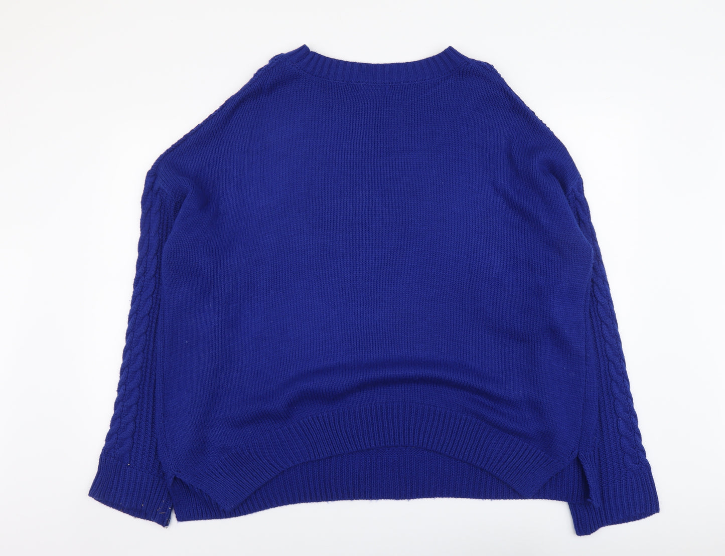 Papaya Womens Blue Round Neck Acrylic Pullover Jumper Size XL