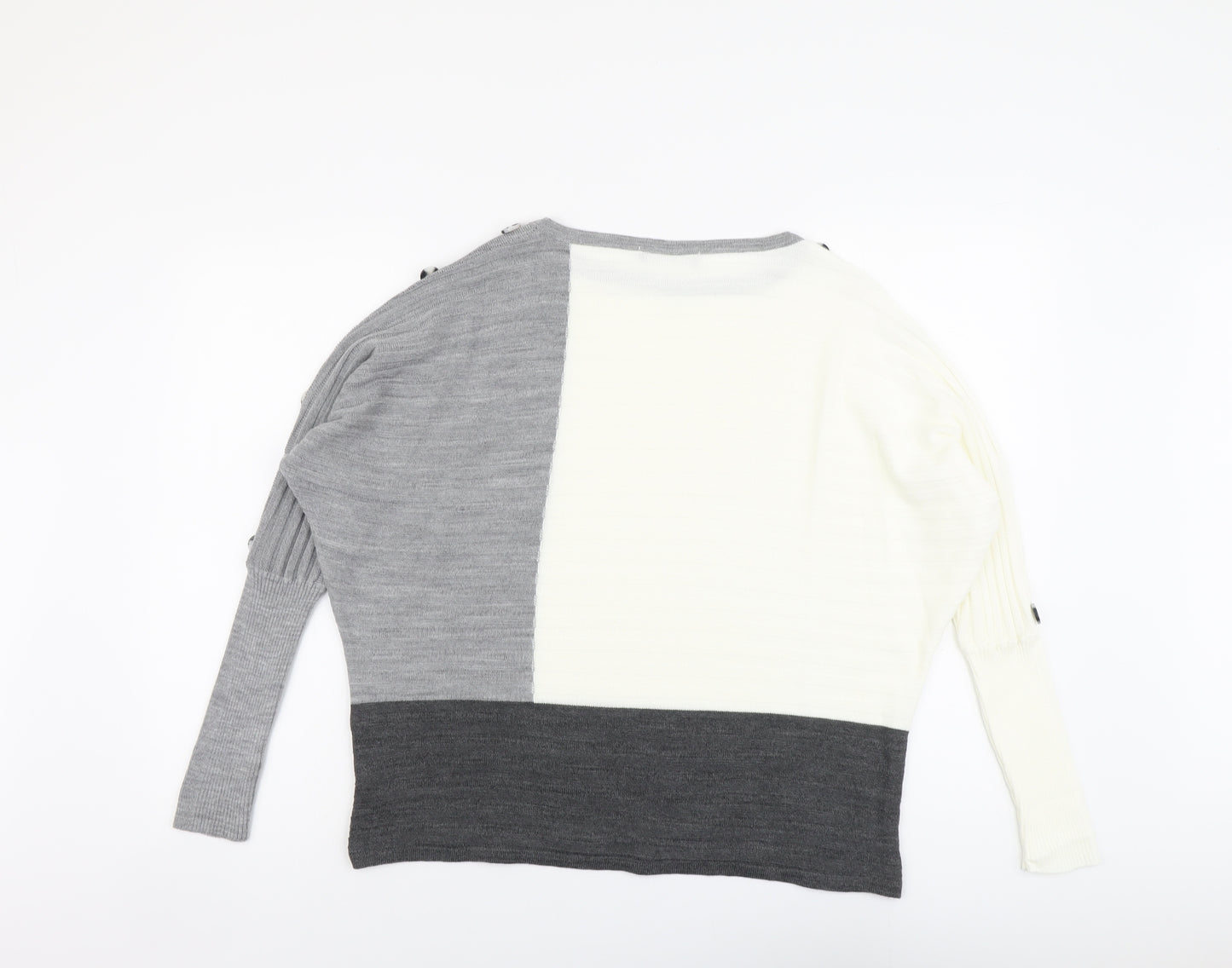 Select Womens Multicoloured Round Neck Acrylic Pullover Jumper Size M - Colourblock Pattern