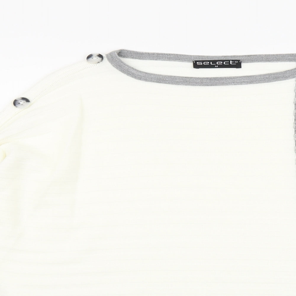 Select Womens Multicoloured Round Neck Acrylic Pullover Jumper Size M - Colourblock Pattern
