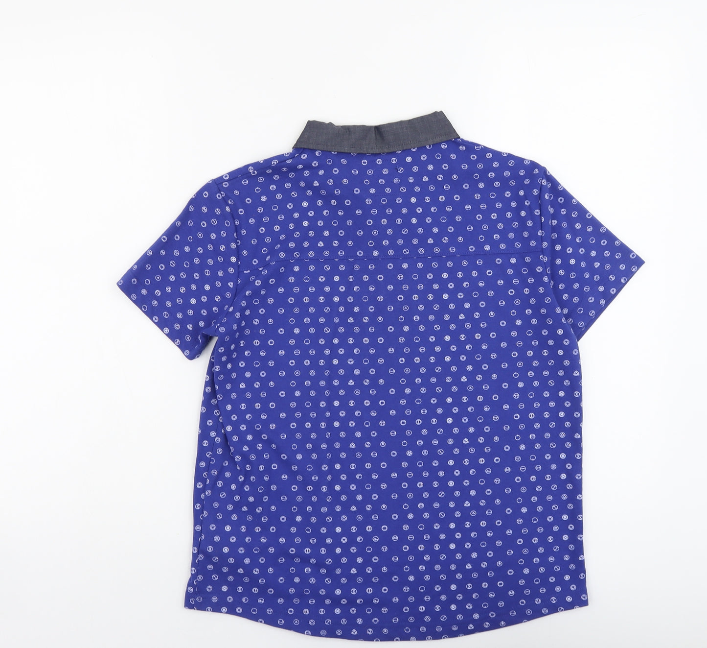 Firetrap Boys Blue Geometric Cotton Basic Polo Size 11-12 Years Collared Button