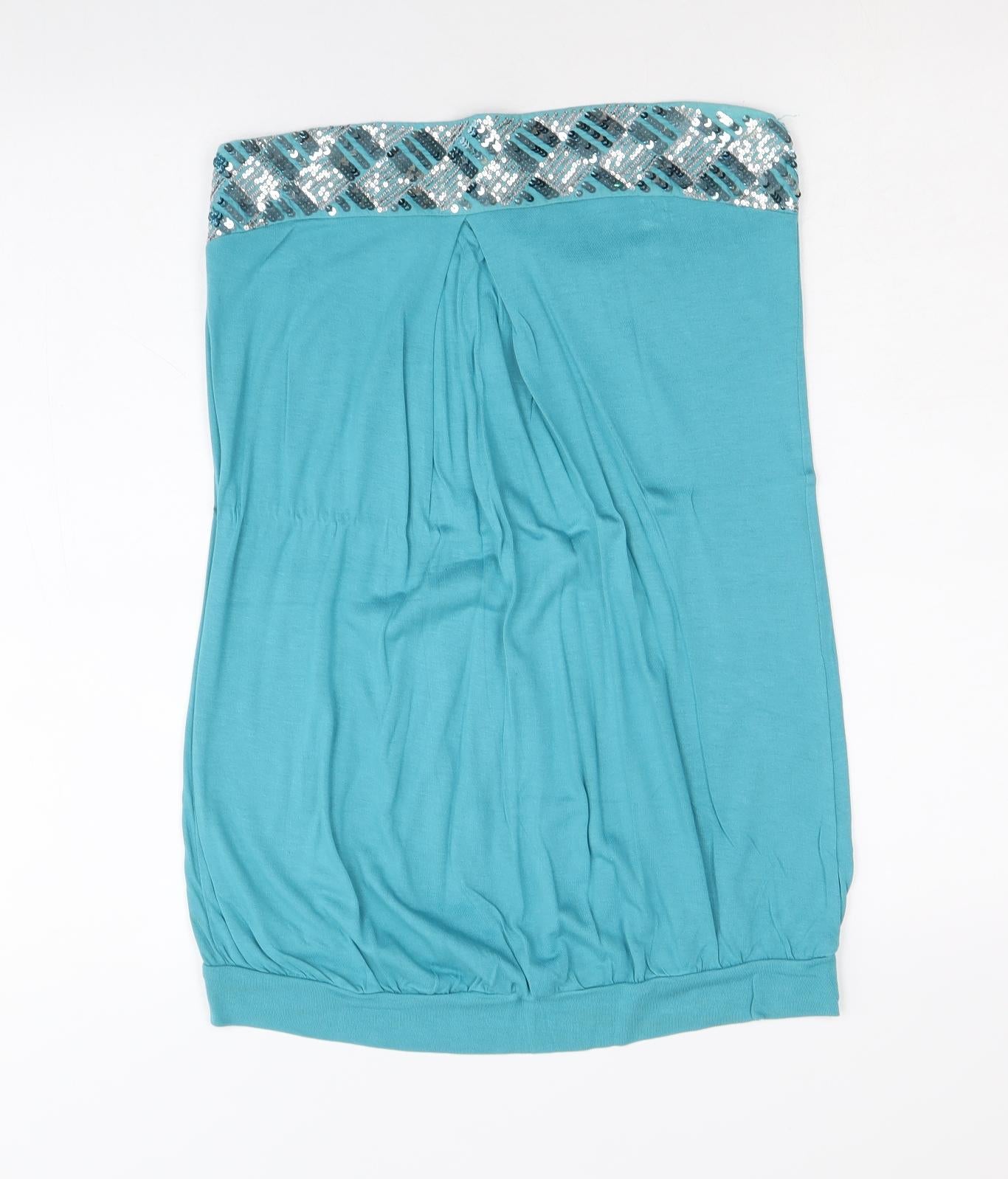 George Womens Blue Viscose Basic Tank Size 12 Scoop Neck