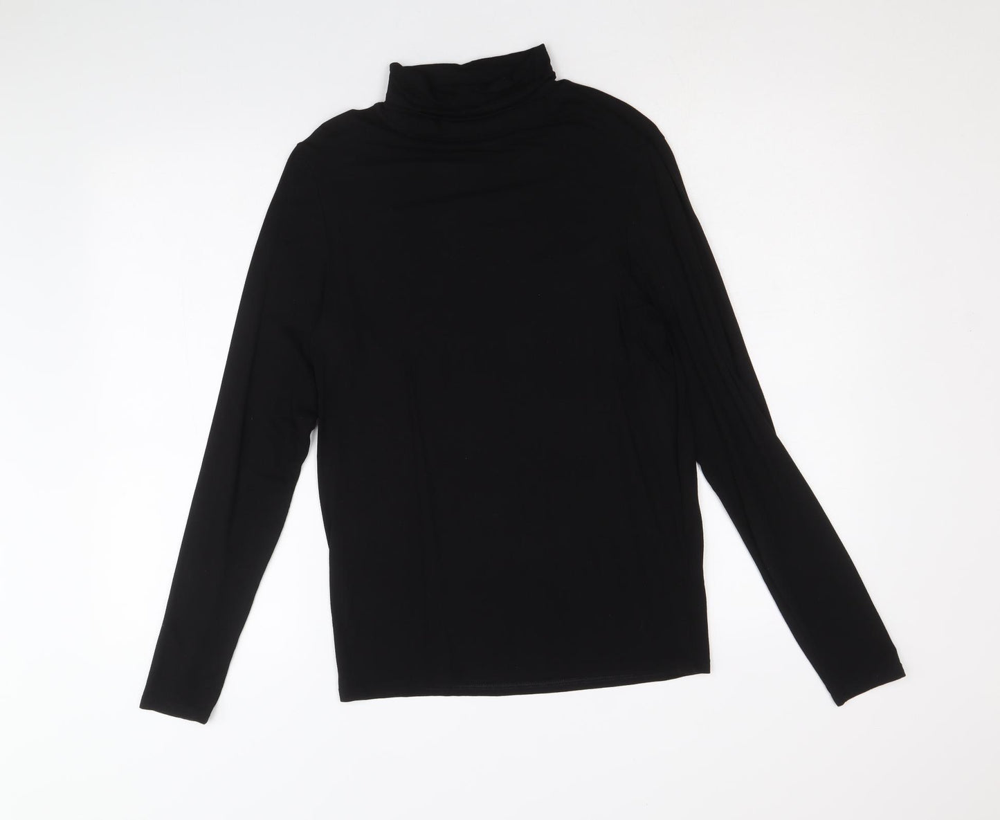 Papaya Womens Black Viscose Basic Blouse Size 12 Roll Neck