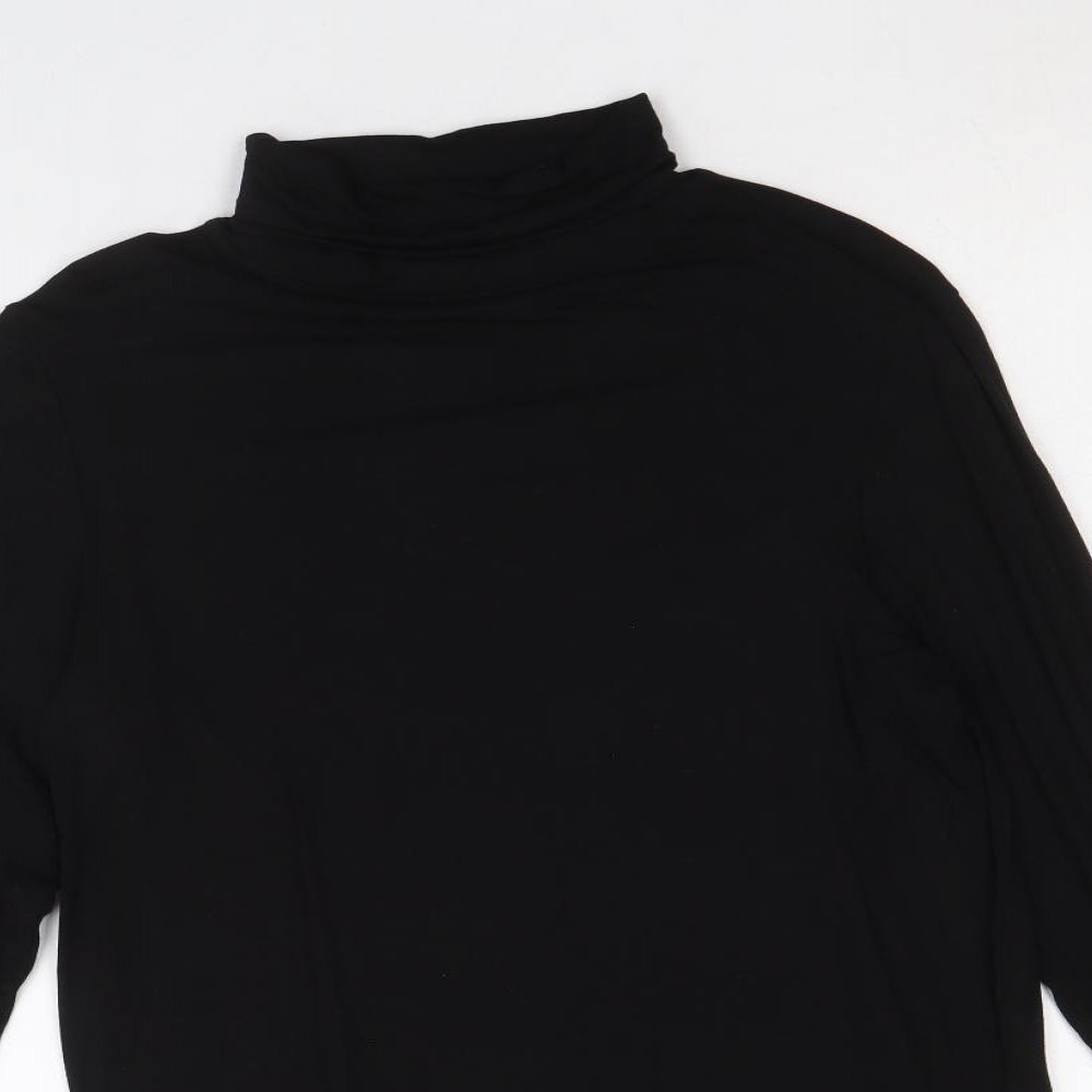 Papaya Womens Black Viscose Basic Blouse Size 12 Roll Neck