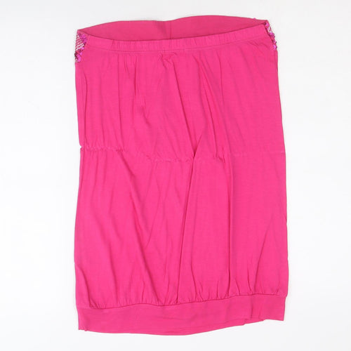 Papaya Womens Pink Geometric Viscose Basic Tank Size 12 Off the Shoulder