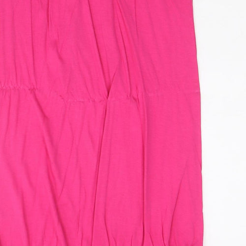 Papaya Womens Pink Geometric Viscose Basic Tank Size 12 Off the Shoulder