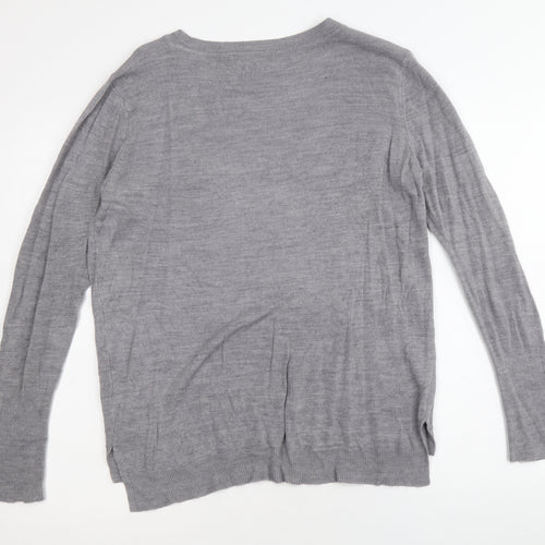 Primark Womens Grey Round Neck Acrylic Pullover Jumper Size M