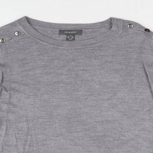 Primark Womens Grey Round Neck Acrylic Pullover Jumper Size M