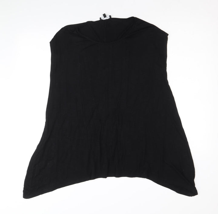 New Look Womens Black Viscose Basic Tank Size 10 Round Neck