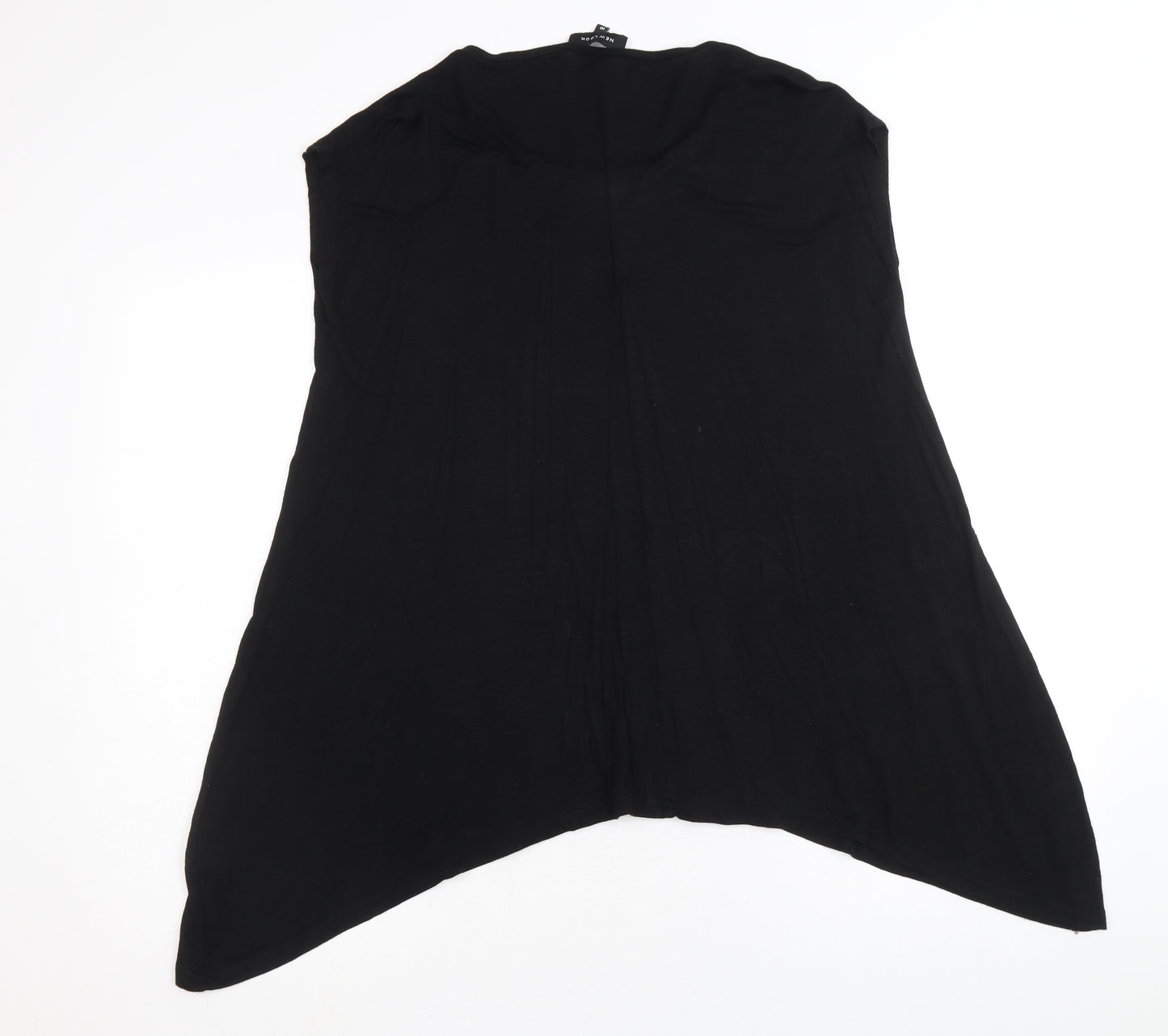 New Look Womens Black Viscose Basic Tank Size 10 Round Neck