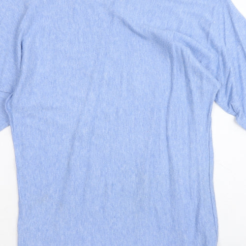 Senza Tempo Womens Blue Round Neck Viscose Pullover Jumper Size M